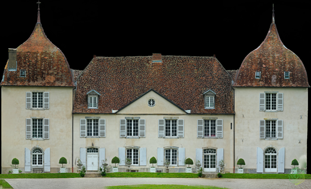 Orthophotographie façade château — relevé photogrammétrique patrimoine architecture