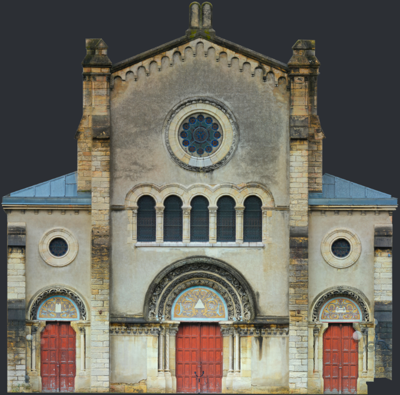 Orthofaçade synagogue Dijon photogrammétrie relevé patrimonial